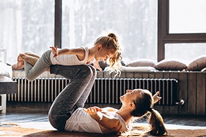 mother and doughter playing